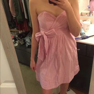 Pink seersucker mini dress